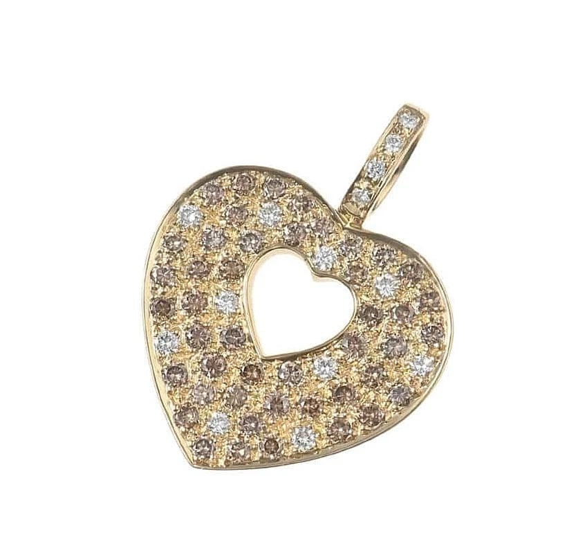 POIRAY HEART BROWN DIAMOND DIAMOND 18K YELLOW GOLD PENDANT: Poiray Heart Brown Diamond Diamond 18k Yellow Gold Pendant Brand: Poiray Type/Style: Pendant Material: 18k Yellow Gold, Main Stone Natural Color: Yellow Size: Pendant Size: Approx H 1.1 x W 0.8 in / H