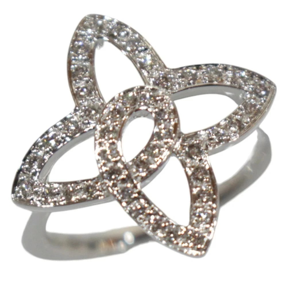 LOUIS VUITTON DIAMOND BERG ARDANTE FLEUR SEMPLE RING: Louis Vuitton Diamond Berg Ardante Fleur Semple Ring Brand: Louis Vuitton Type/Style: Ring Material: 18k White Gold Color: White Gold Size: US3.5-4.5 Accessories: None Accessories Notice: