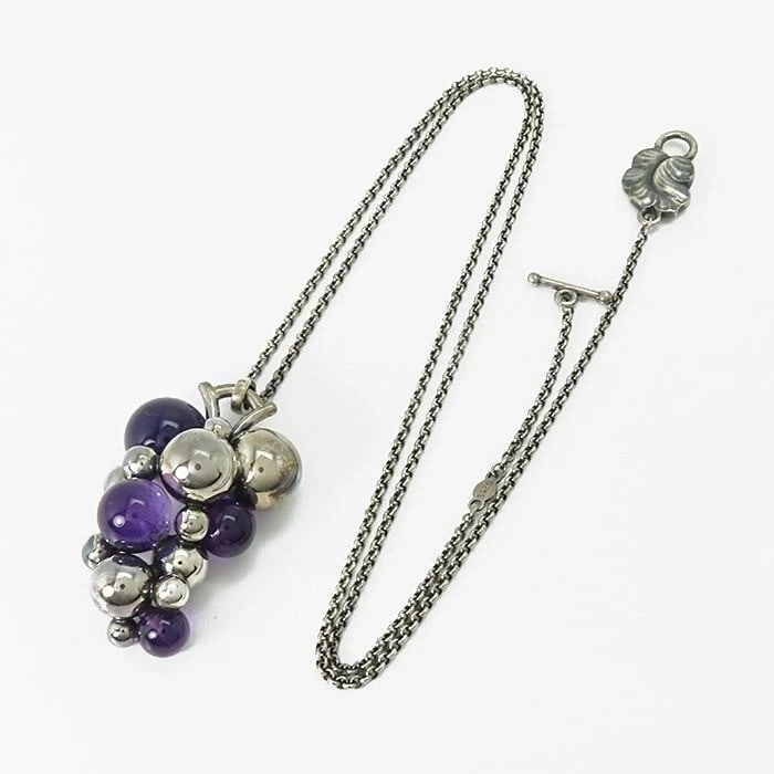 GEORG JENSEN MOONLIGHT AMETHYST GRAPE PENDANT CHAIN NECKLACE: Georg Jensen Moonlight Amethyst Grape Pendant Chain Necklace Brand: Georg Jensen Type/Style: Pendant Material: Sterling Silver 925 Color: Silver Size: Pendant top: W approx. 2.66 cm x H approx. 4.22 c