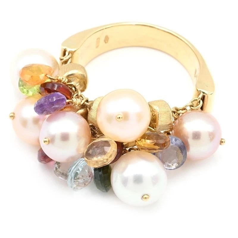MARCO BICEGO PARADISE MULTI COLOR GEM PEARL 18K YELLOW GOLD RING: Marco Bicego Paradise Multi Color Gem Pearl 18k Yellow Gold Ring Brand: Marco Bicego Type/Style: Ring Material: 18k Yellow Gold, Main Stone Natural Color: Yellow Size: US 7.75 Accessories: None