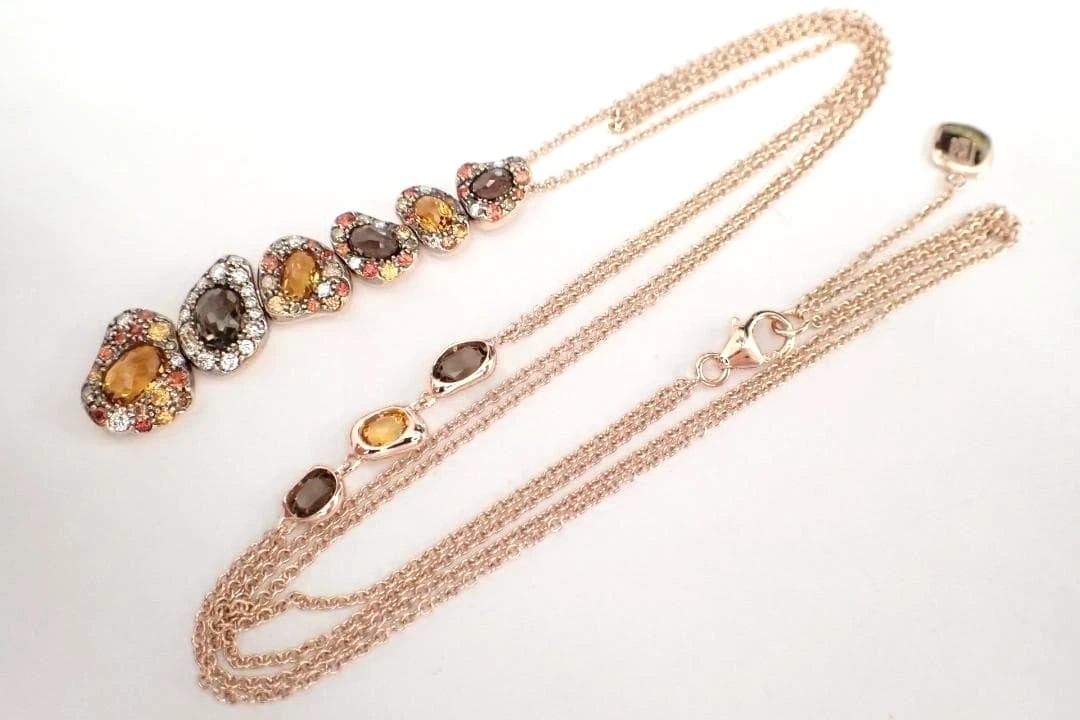 RODNEY RAYNER VIA ROMA MULTI GEMSTONE DIAMOND NECKLACE PENDANT: Rodney Rayner Via Roma Multi Gemstone Diamond Necklace Pendant Brand: Rodney Rayner Type/Style: Necklace Material: 18k Rose Gold, Main Stone Natural Color: Multi Size: Chain Length: Approx. 43.0 cm (1