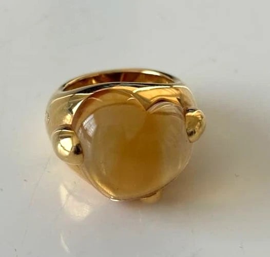 POMELLATO GRIFFE HEART CABOCHON ORANGE STONE COCKTAIL RING (1 of 4)