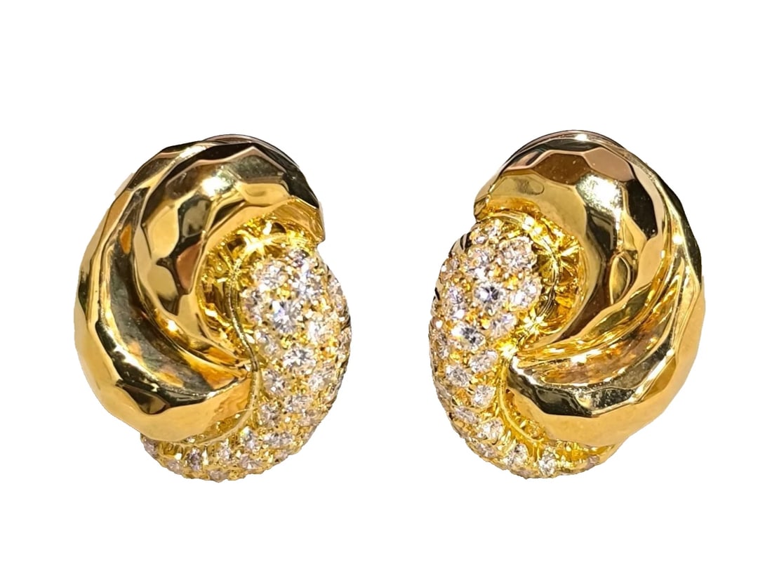 HENRY DUNAY DIAMOND 18K YELLOW GOLD CLIP ON EARRINGS (1 of 2)