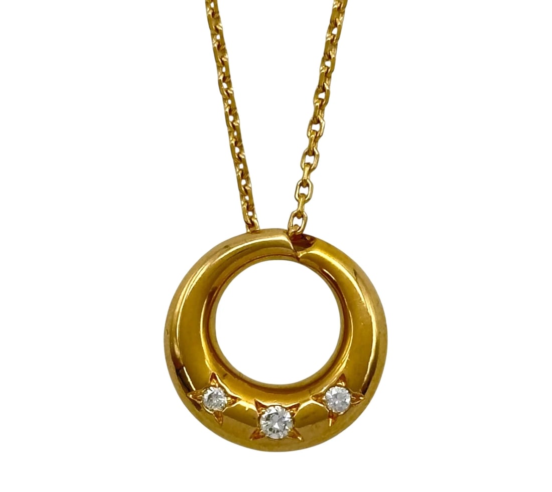 CHAUMET ANNEAU 18K YELLOW GOLD CIRCLE ROUND CHAIN NECKLACE PENDANT (1 of 5)