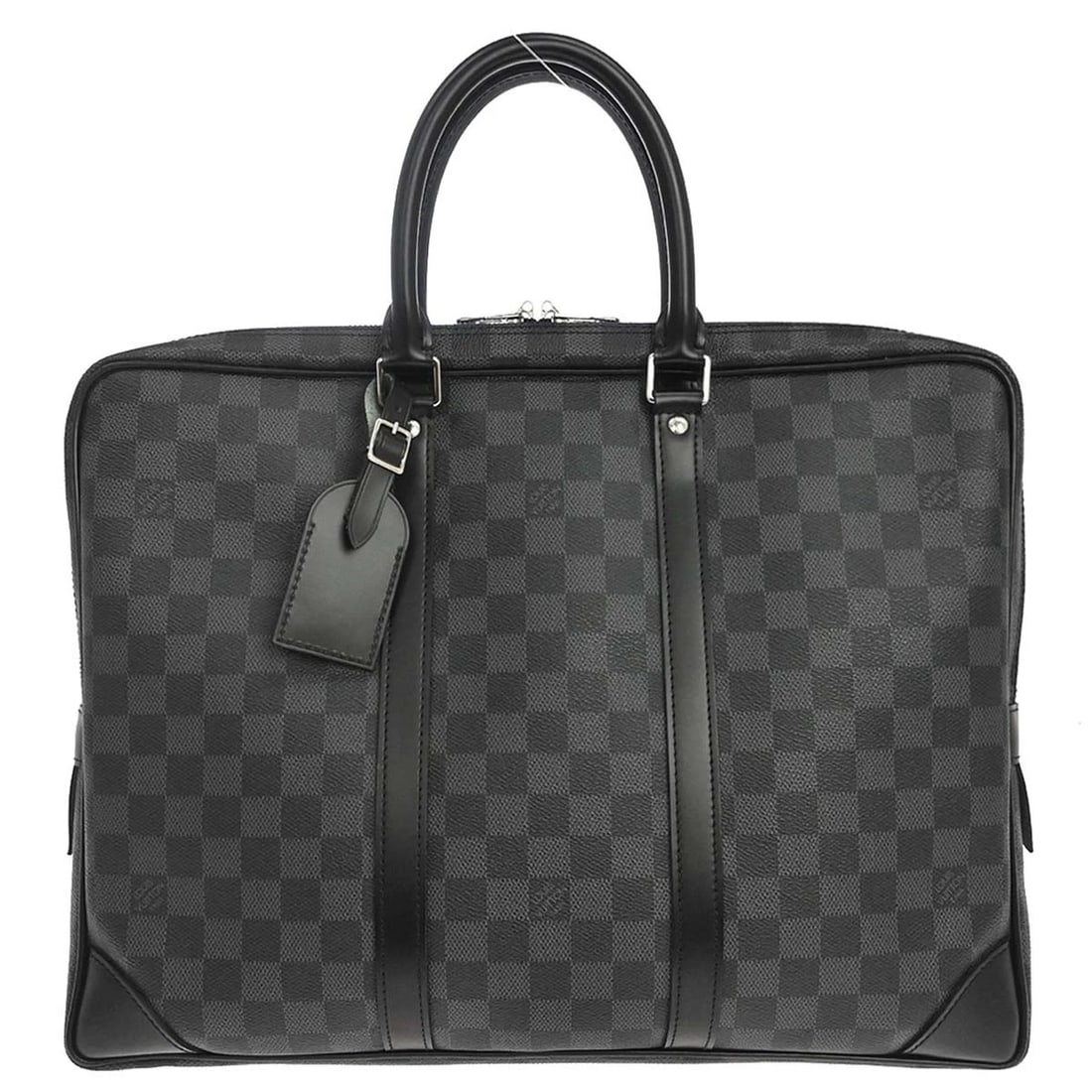 LOUIS VUITTON DAMIER PORTE DOCUMENTS VOYAGE HANDBAG: Louis Vuitton Damier Porte Documents Voyage Handbag Brand: Louis Vuitton Type/Style: Briefcase/Document Case Material: Damier graphite canvas, Leather Color: Black, Gray Size: W 15.7 x H 12.6 x D 2.4 