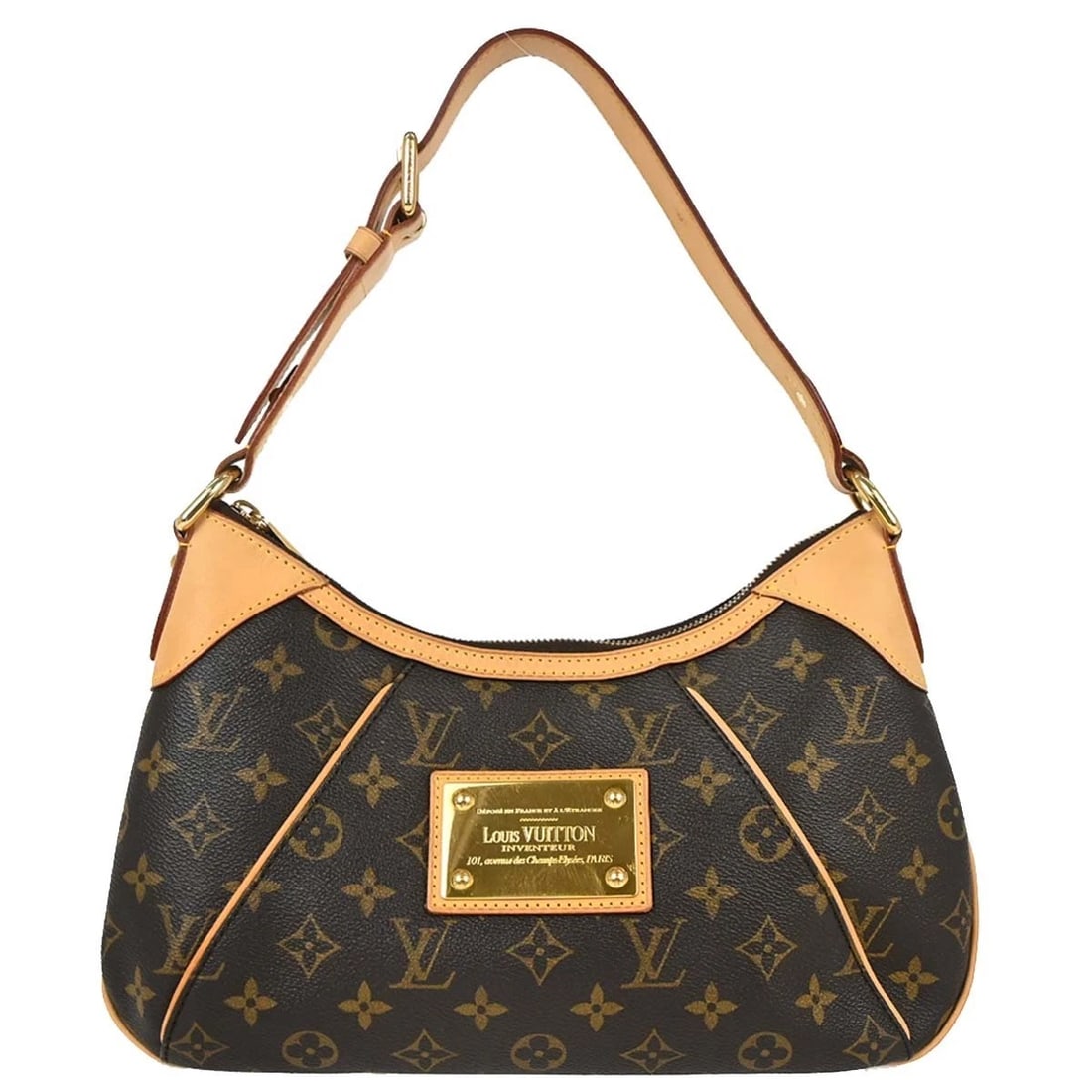 LOUIS VUITTON MONOGRAM THAMES PM HOBO HANDBAG: Louis Vuitton Monogram Thames PM Hobo Handbag Brand: Louis Vuitton Type/Style: Shoulder Bag Material: Monogram Canvas, Leather Color: Brown Size: W 13.0 x H 6.7 x D 2.4 " Accessories: None