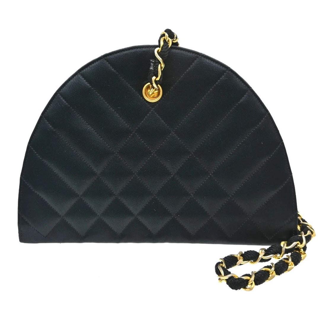 CHANEL BLACK SATIN SHOULDER BAG: Chanel Black Satin Shoulder Bag Brand: CHANEL Type/Style: Shoulder Bag Material: Satin Color: Black Size: W 8.7 x H 5.9 x D 2.4 " Accessories: None Accessories Notice: When purchasing pre-