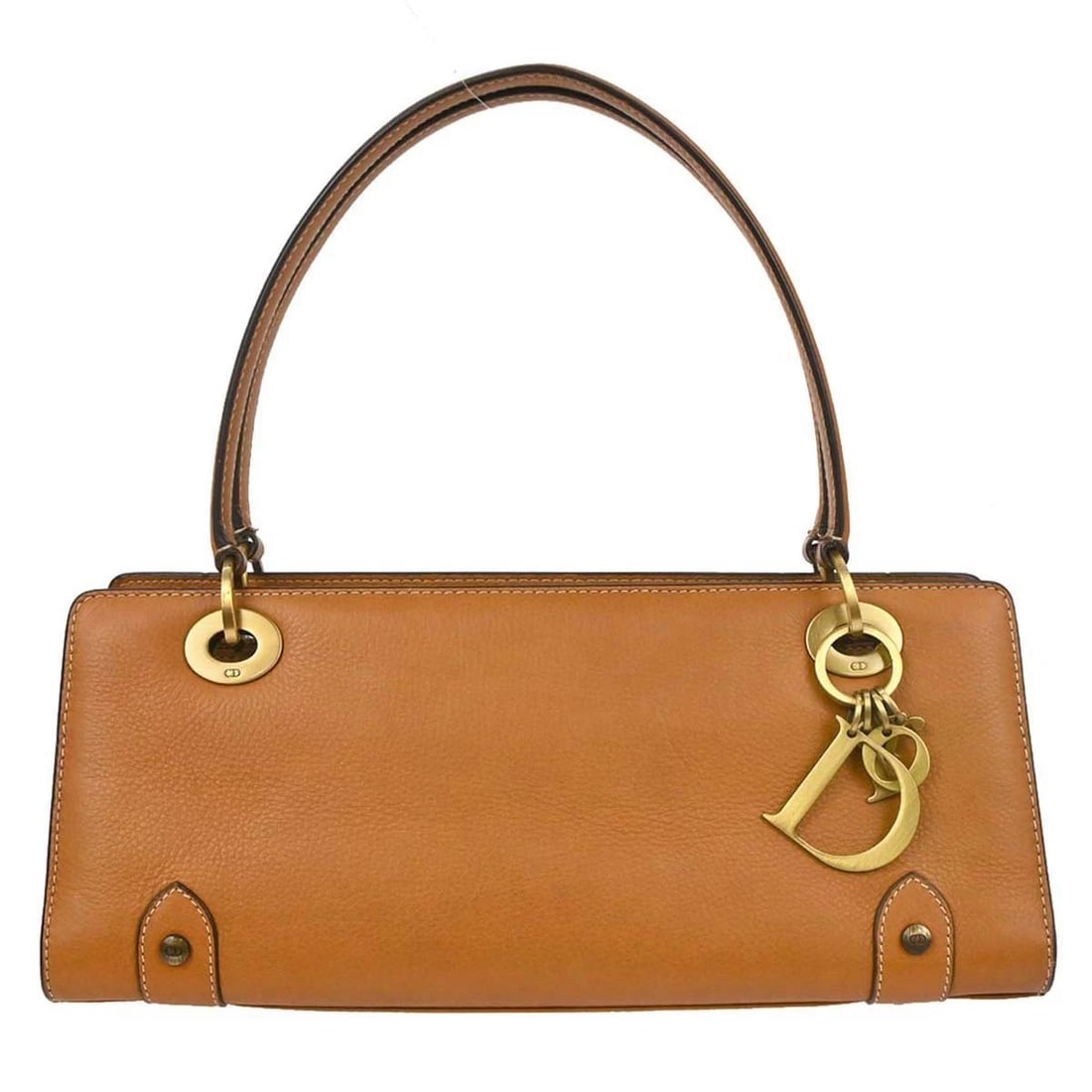 CHRISTIAN DIOR BROWN LEATHER HANDBAG: Christian Dior Brown Leather Handbag Brand: Dior Type/Style: Top Handle Bag Material: Leather Color: Brown Size: W 12.6 x H 5.1 x D 3.9 " Accessories: None Accessories Notice: When purchas