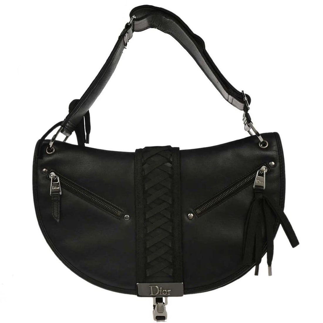 CHRISTIAN DIOR BLACK ADMIT IT CORSET BAG HANDBAG: Christian Dior Black Admit It Corset Bag Handbag Brand: Dior Type/Style: Top Handle Bag Material: Leather Color: Black Size: W 11.8 x H 7.1 x D 1.2 " Accessories: None Accessories Notice: