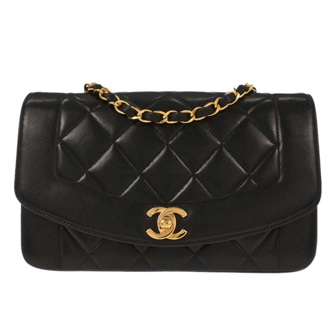 CHANEL BLACK LAMBSKIN SMALL DIANA SHOULDER BAG: Chanel Black Lambskin Small Diana Shoulder Bag Brand: CHANEL Type/Style: Shoulder Bag Material: Lambskin Leather Color: Black Size: W 8.7 x H 5.5 x D 2.8 " Accessories: None Accessories No