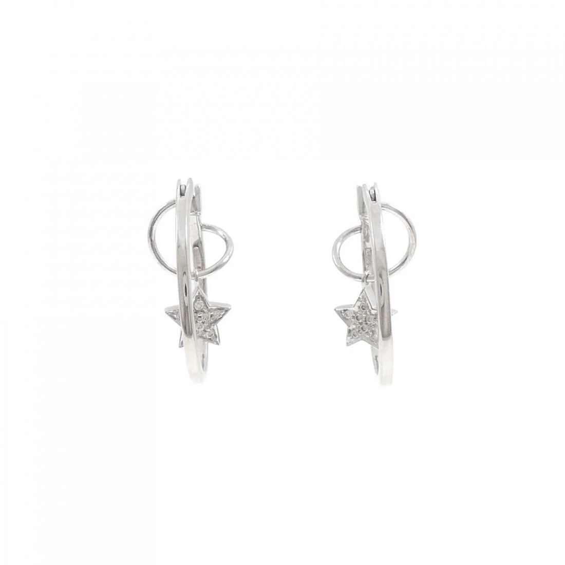 K18WG STAR DIAMOND PIERCE: K18WG Star Diamond Pierce Brand: Unbranded Type/Style: Diamond Pierce/Earring Material: K18WG, Main Stone/Creation Natural Color: White Gold Size: Actual Size Approx. length x width: 24.4mm x 12.2mm