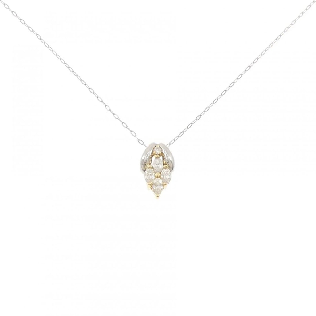 K18YG/PT900/PT850 DIAMOND NECKLACE: K18YG/PT900/PT850 Diamond Necklace Brand: Unbranded Type/Style: Diamond Necklace Material: K18YG/PT900/PT850, Main Stone/Creation Natural Color: YG,silver Size: 45cm Actual Size Pendant length