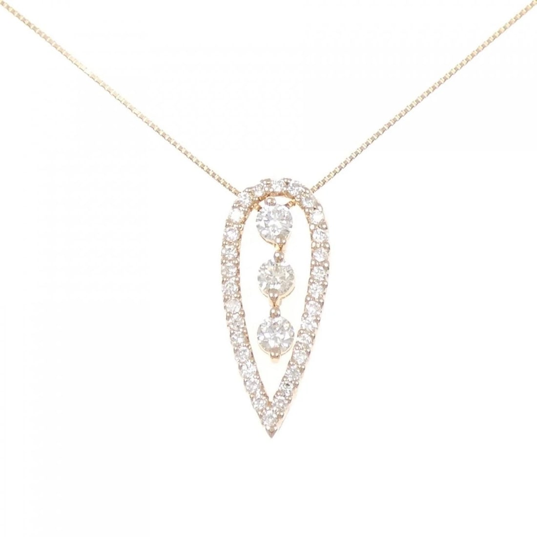 K18PG 2WAY DIAMOND NECKLACE: K18PG 2WAY Diamond Necklace Brand: Unbranded Type/Style: Diamond Necklace Material: 18k Pink Gold, Color: Pink Gold Size: Actual Size Pendant length approx. x width approx.: 25.7mmx10.6mm Chain