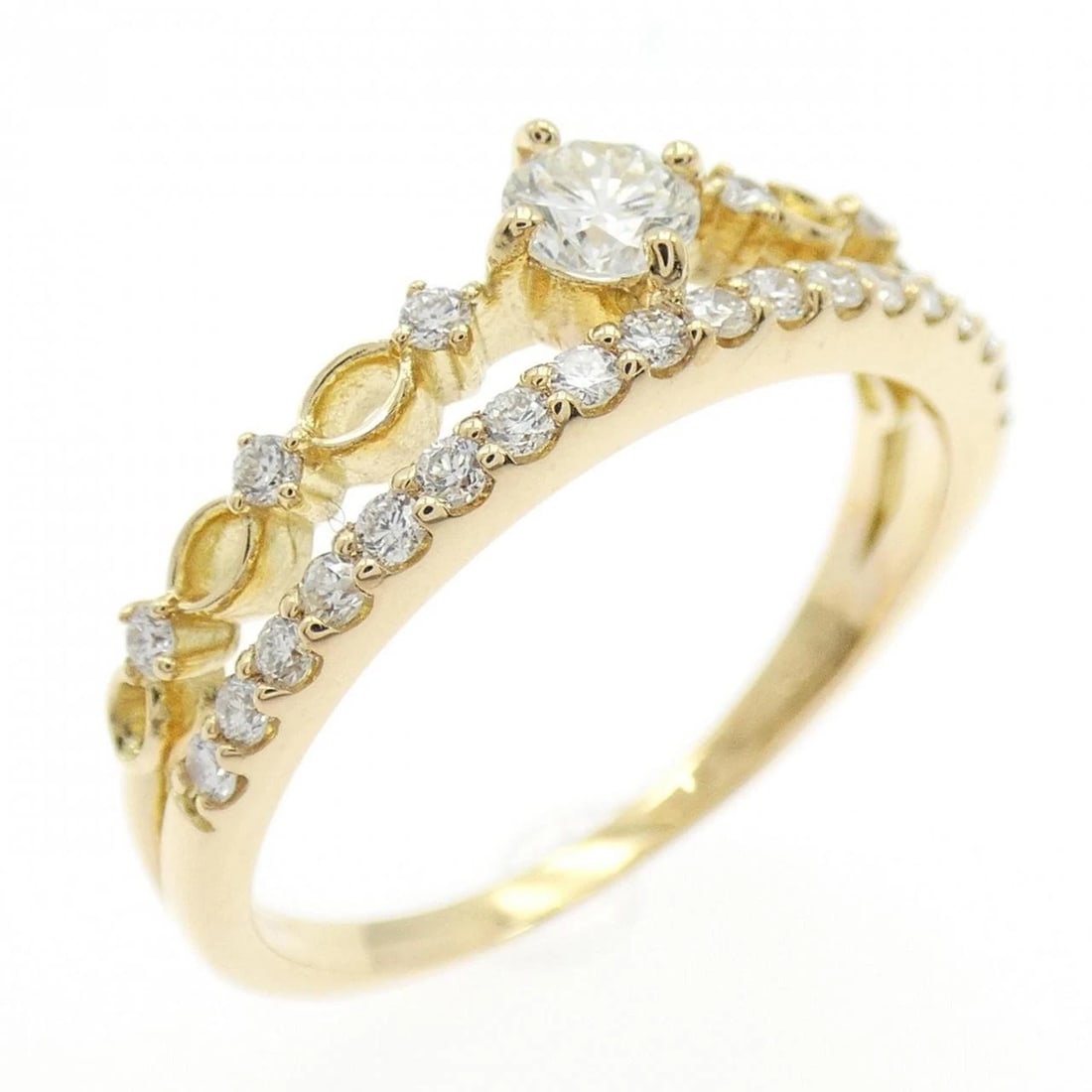K18YG DIAMOND RING: K18YG Diamond Ring Brand: Unbranded Type/Style: Diamond Ring Material: K18 yellow gold, Color: Yellow Gold Size: US 6 1/2 Accessories: None Accessories Notice: When purchasing pre-owned goods, please