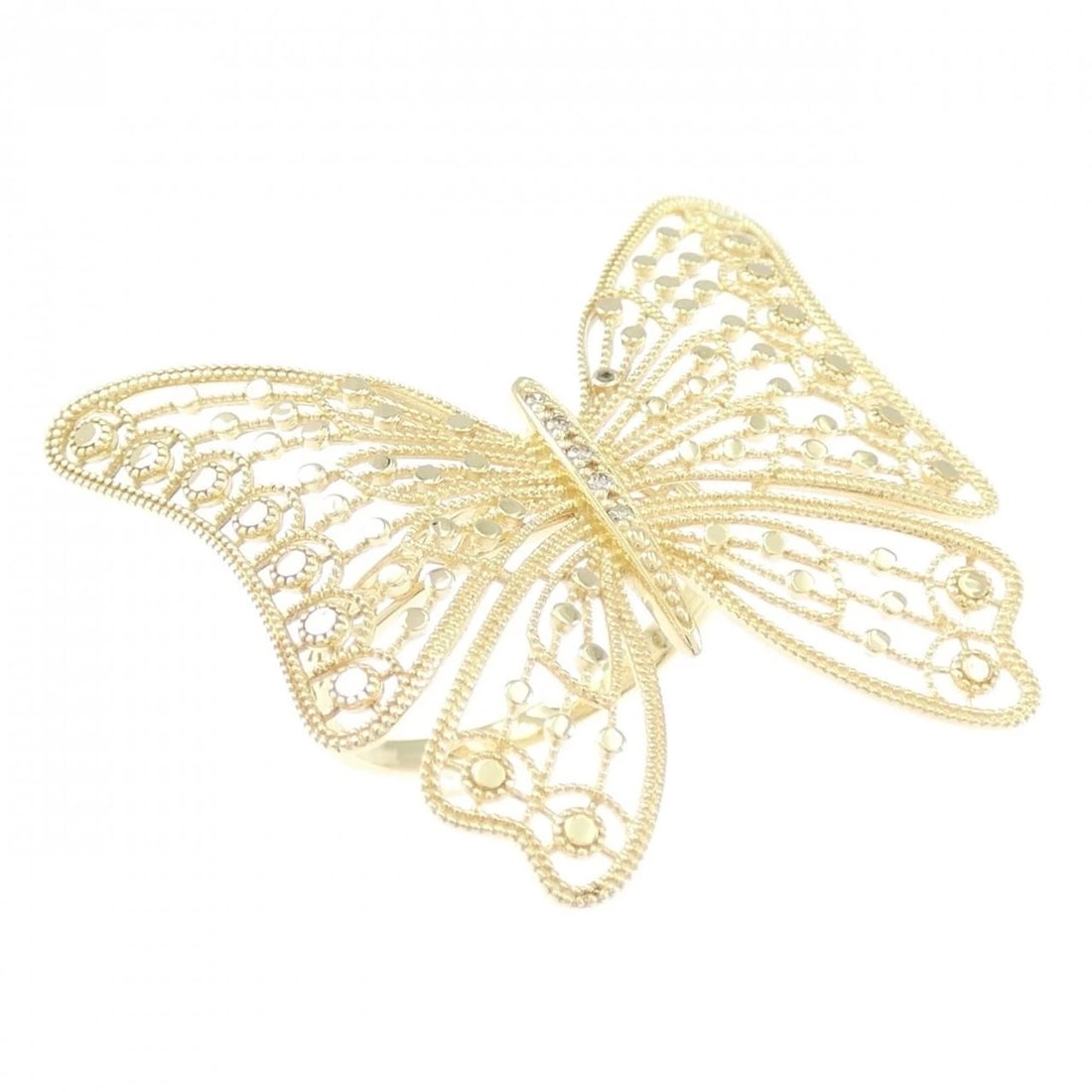 K18YG BUTTERFLY DIAMOND RING: K18YG Butterfly Diamond Ring Brand: Unbranded Type/Style: Diamond Ring Material: 18K Yellow Gold, Main Stone/Creation natural Color: Yellow Gold Size: US 6 3/4 Accessories: None Accessories Notice: