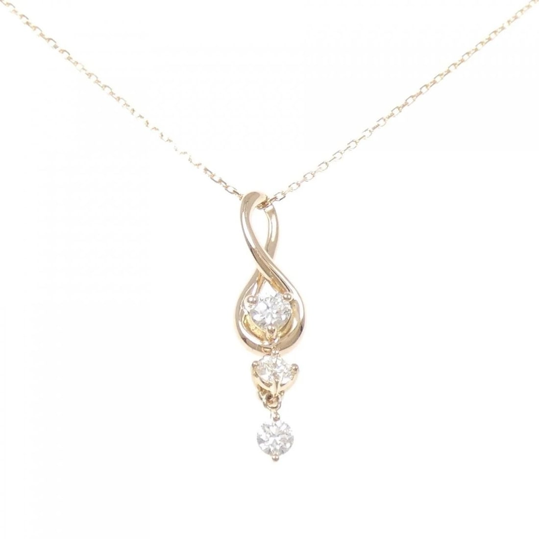 K18PG DIAMOND NECKLACE: K18PG Diamond Necklace Brand: Unbranded Type/Style: Diamond Necklace Material: K18PG, Color: Pink Gold Size: Actual Size Pendant length approx. x width approx.: 22.8mmx5.4mm Chain maximum width