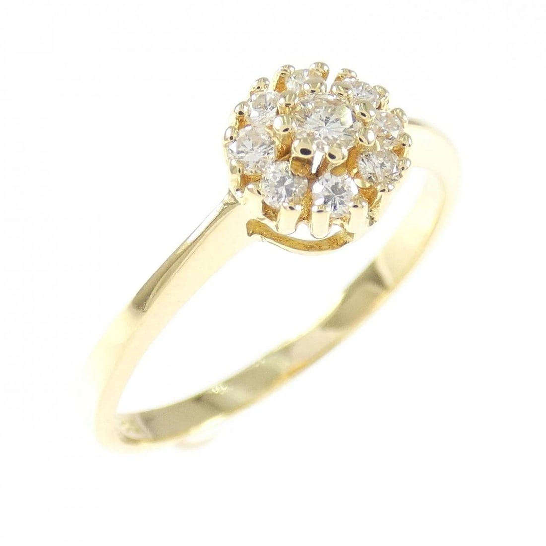750YG FLOWER DIAMOND RING: 750YG Flower Diamond Ring Brand: Unbranded Type/Style: Diamond Ring Material: 750YG, Color: Yellow gold Size: US 7 1/4 Accessories: None Accessories Notice: When purchasing pre-owned goods, please