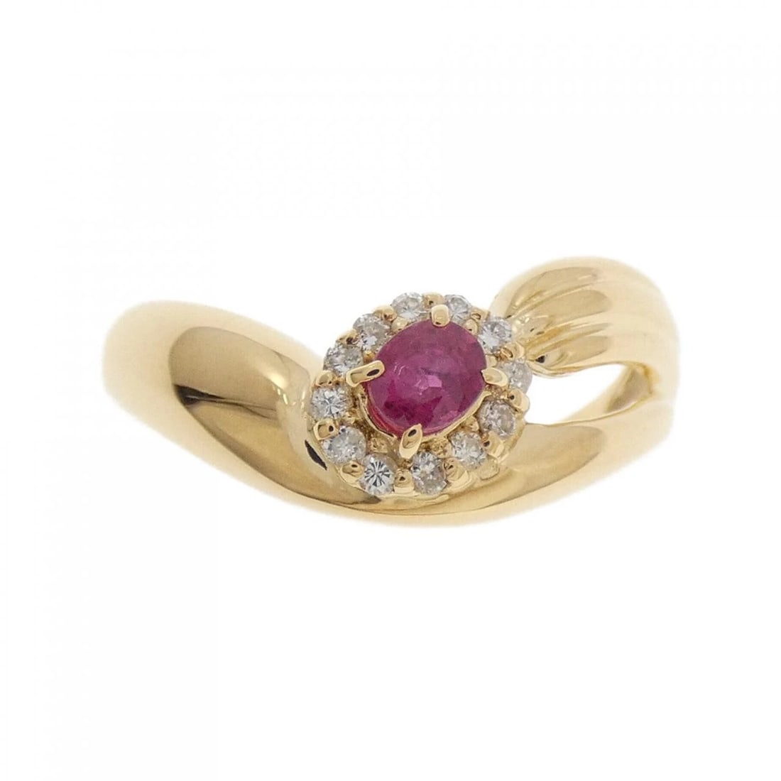 K18YG RUBY RING: K18YG Ruby Ring Brand: Unbranded Type/Style: Ruby Ring Material: 18K Yellow Gold, Main Stone/Creation RubySecondary Stone Diamond Color: Yellow Gold Size: US 6 Accessories: None Accessories Notice: