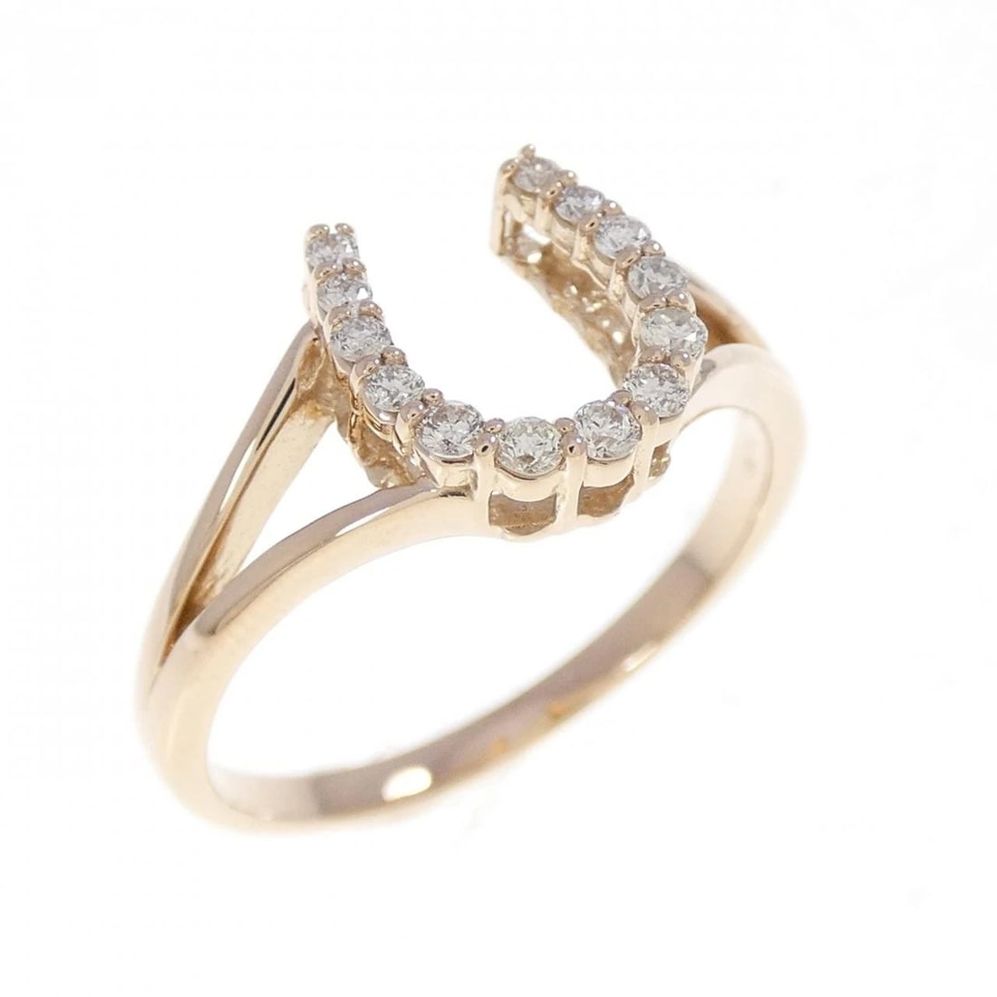 K18PG HORSESHOE DIAMOND RING: K18PG Horseshoe Diamond Ring Brand: Unbranded Type/Style: Diamond Ring Material: 18k Pink Gold, Main Stone/Creation Natural Color: Pink Gold Size: US 6 1/4 Accessories: None Accessories Notice: When