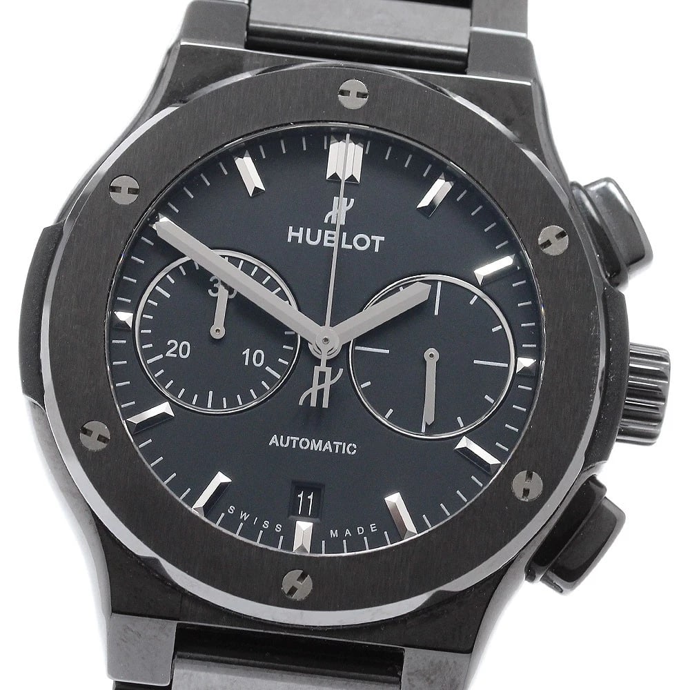 HUBLOT CLASSIC FUSION CHRONOGRAPH AUTOMATIC WATCH: HUBLOT Classic fusion Chronograph Automatic Watch Brand: HUBLOT Type/Style: Wristwatch Material: Band Material ceramic, Case Material Ceramic / titanium Color: Dial Color black Size: Case Size About45