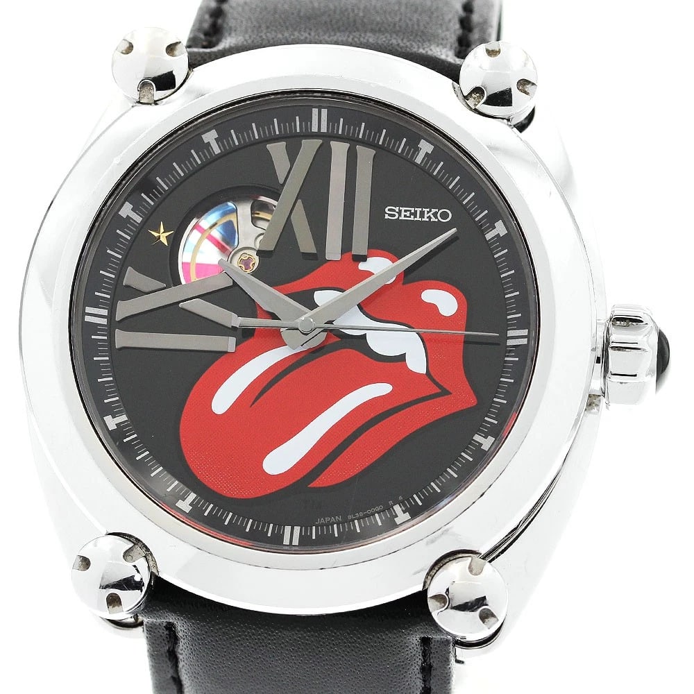 SEIKO GALANTE THE ROLLING STONES WATCH: SEIKO Galante The Rolling Stones Watch Brand: SEIKO Type/Style: Wristwatch Material: Band Material leather, Case Material Stainless Steel Color: Dial Color black Size: Case Size About45mm (1.8inch)