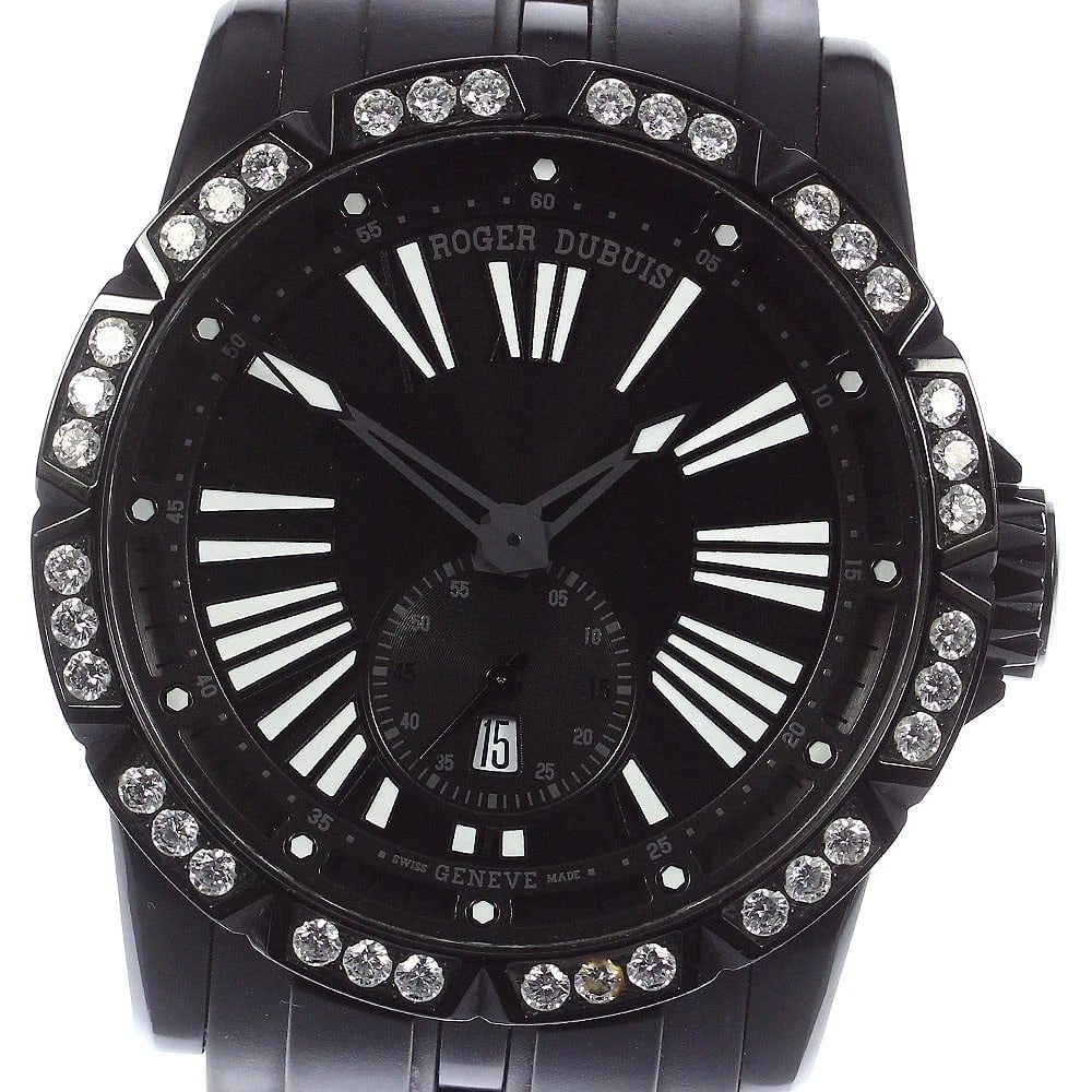ROGER DUBUIS EXCALIBUR DIAMOND BEZEL JAPAN WATCH: ROGER DUBUIS Excalibur Diamond bezel Japan Watch Brand: ROGER DUBUIS Type/Style: Wristwatch Material: Band Material rubber, Case Material black dlc titanium Color: Dial Color black Size: Case Size Abo