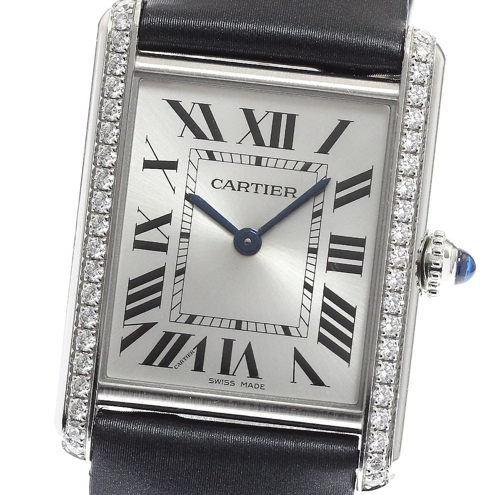 CARTIER MAST LM DIAMOND BEZEL SILVER DIAL QUARTZ WATCH: CARTIER mast LM Diamond Bezel Silver Dial Quartz Watch Brand: CARTIER Type/Style: Wristwatch Material: Band Material leather, Case Material Stainless Steel Color: Dial Color Silver Size: About 25mm