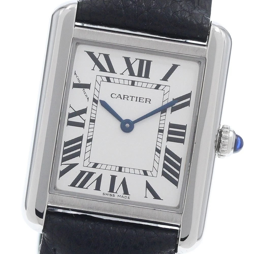 CARTIER TANK SOLO SILVER DIAL QUARTZ WATCH: CARTIER Tank solo Silver Dial Quartz Watch Brand: CARTIER Type/Style: Wristwatch Material: Band Material leather, Case Material Stainless Steel Color: Dial Color Silver Size: Case Size About24.5mm
