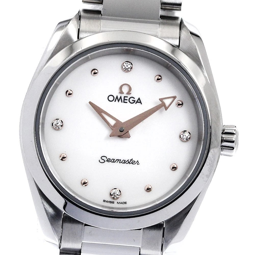 OMEGA SEAMASTER AQUA TERRA DIAMOND QUARTZ WATCH: OMEGA Seamaster Aqua Terra diamond Quartz Watch Brand: OMEGA Type/Style: Wristwatch Material: Band Material Stainless Steel, Case Material Stainless Steel Color: Dial Color white Size: Case Size About