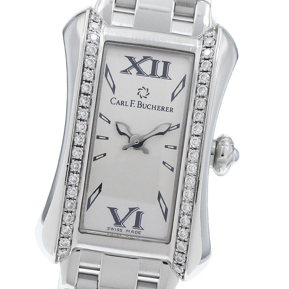 CARL F.BUCHERER ALACLEA SIDE DIAMOND SILVER DIAL QUARTZ WATCH (1 of 4)