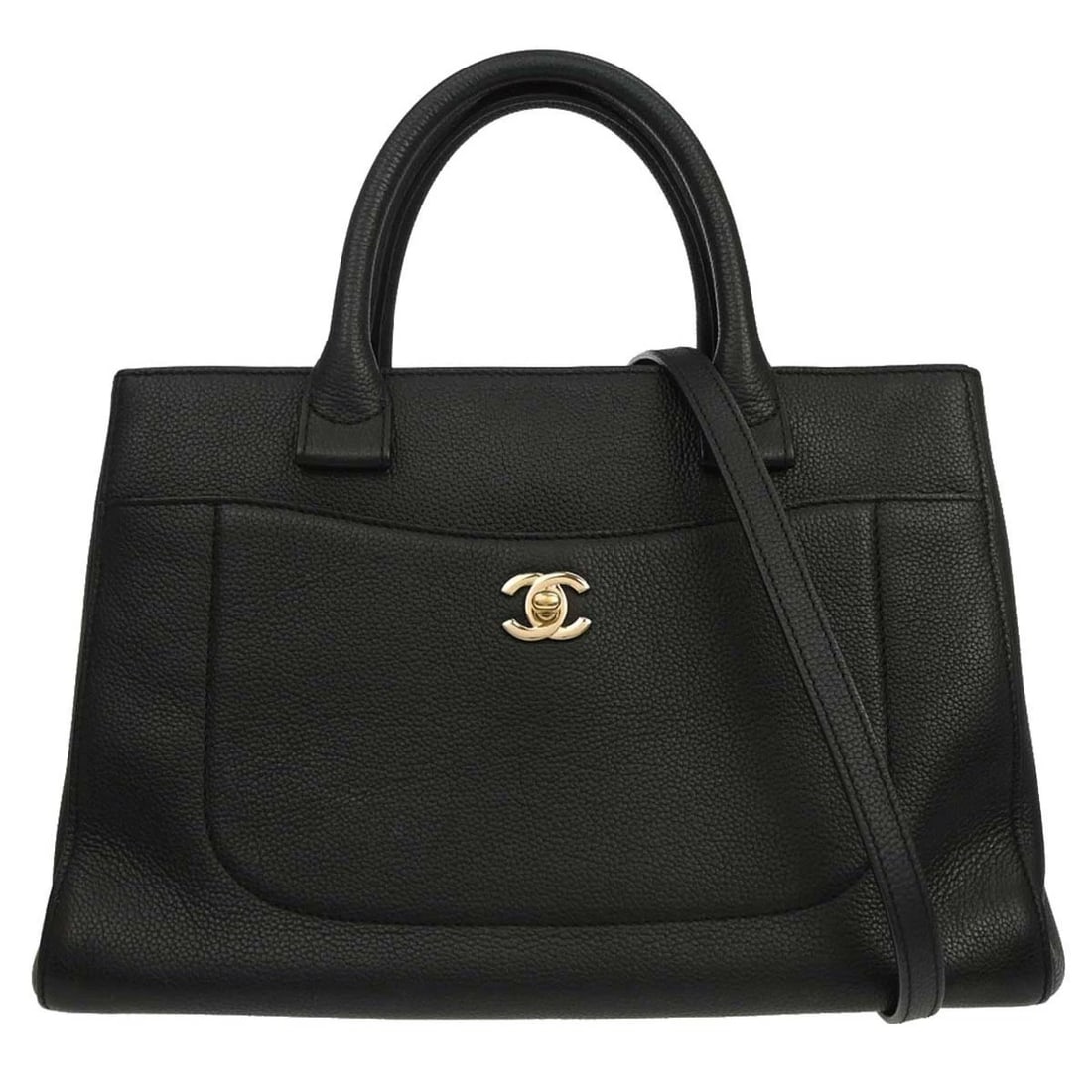 CHANEL BLACK CALFSKIN NEO EXECUTIVE TOTE 2WAY HANDBAG: Chanel Black Calfskin Neo Executive Tote 2way Handbag Brand: CHANEL Type/Style: Tote Material: Calfskin Color: Black Size: W 13.4 x H 8.3 x D 5.9 " Accessories: None Accessories Notice: Wh