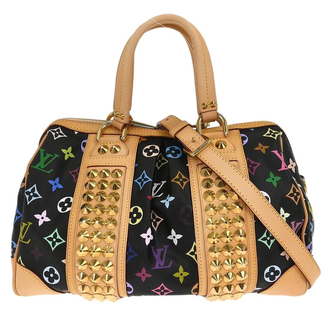 LOUIS VUITTON BLACK MULTICOLOR COURTNEY HANDBAG: Louis Vuitton Black Multicolor Courtney Handbag Brand: Louis Vuitton Type/Style: Hand Bag Material: Monogram multicolor canvas, Leather Color: Noir * Black Size: W 13.0 " x H 8.7 " x D 6.7 " Acces
