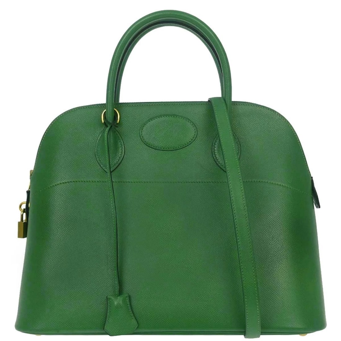 HERMES GREEN COURCHEVEL BOLIDE 35 2WAY HANDBAG (1 of 9)