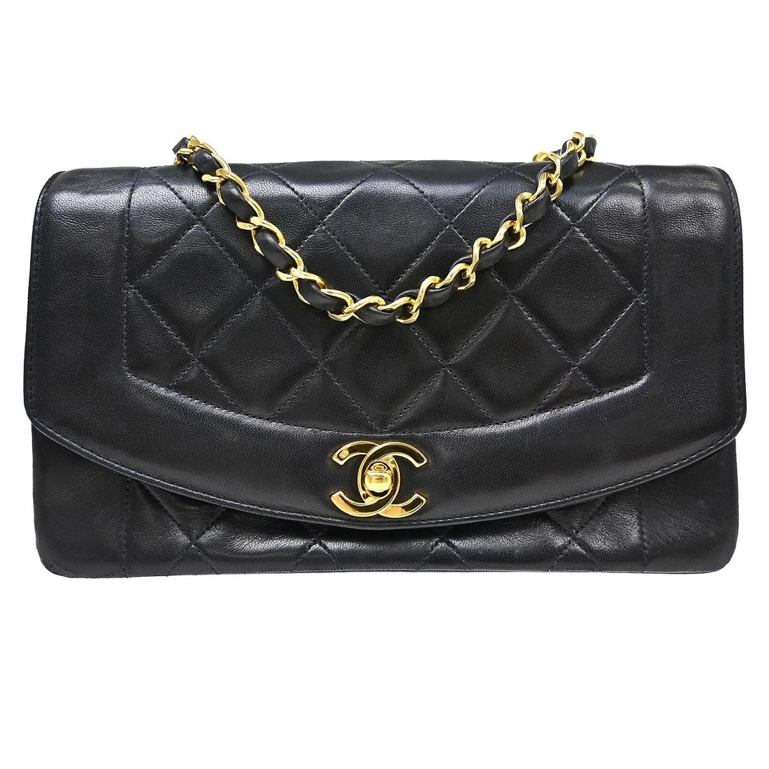 CHANEL BLACK LAMBSKIN SMALL DIANA SHOULDER BAG: Chanel Black Lambskin Small Diana Shoulder Bag Brand: CHANEL Type/Style: Shoulder Bag Material: Lambskin Color: Black Size: W 8.7 x H 5.9 x D 2.8 " Accessories: None Accessories Notice: Wh