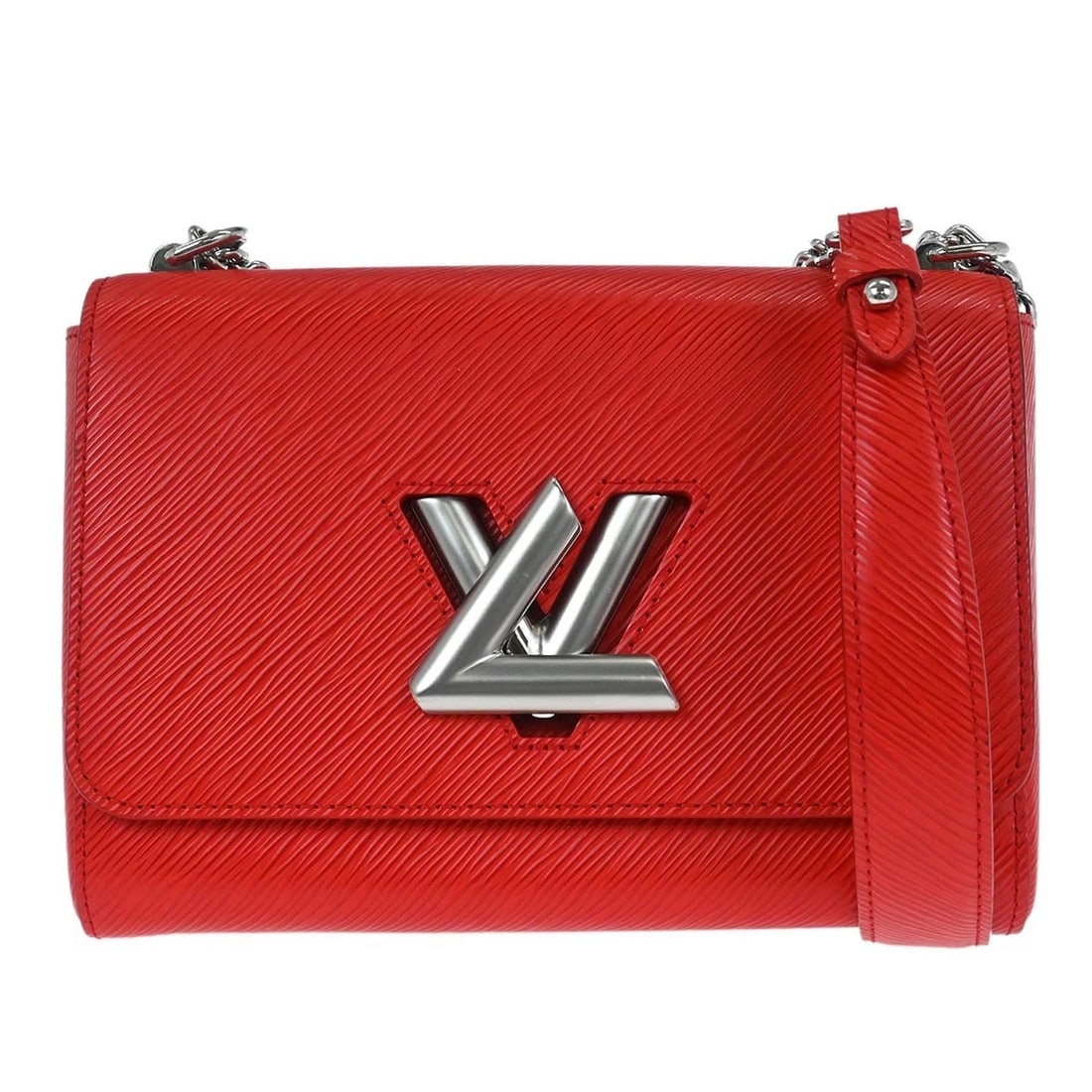 LOUIS VUITTON RED EPI TWIST MM SHOULDER BAG: Louis Vuitton Red Epi Twist MM Shoulder Bag Brand: Louis Vuitton Type/Style: Shoulder Bag Material: Epi leather Color: Coquelicot * Red Size: W 9.4 x H 7.1 x D 3.5 " Accessories: None Accessories
