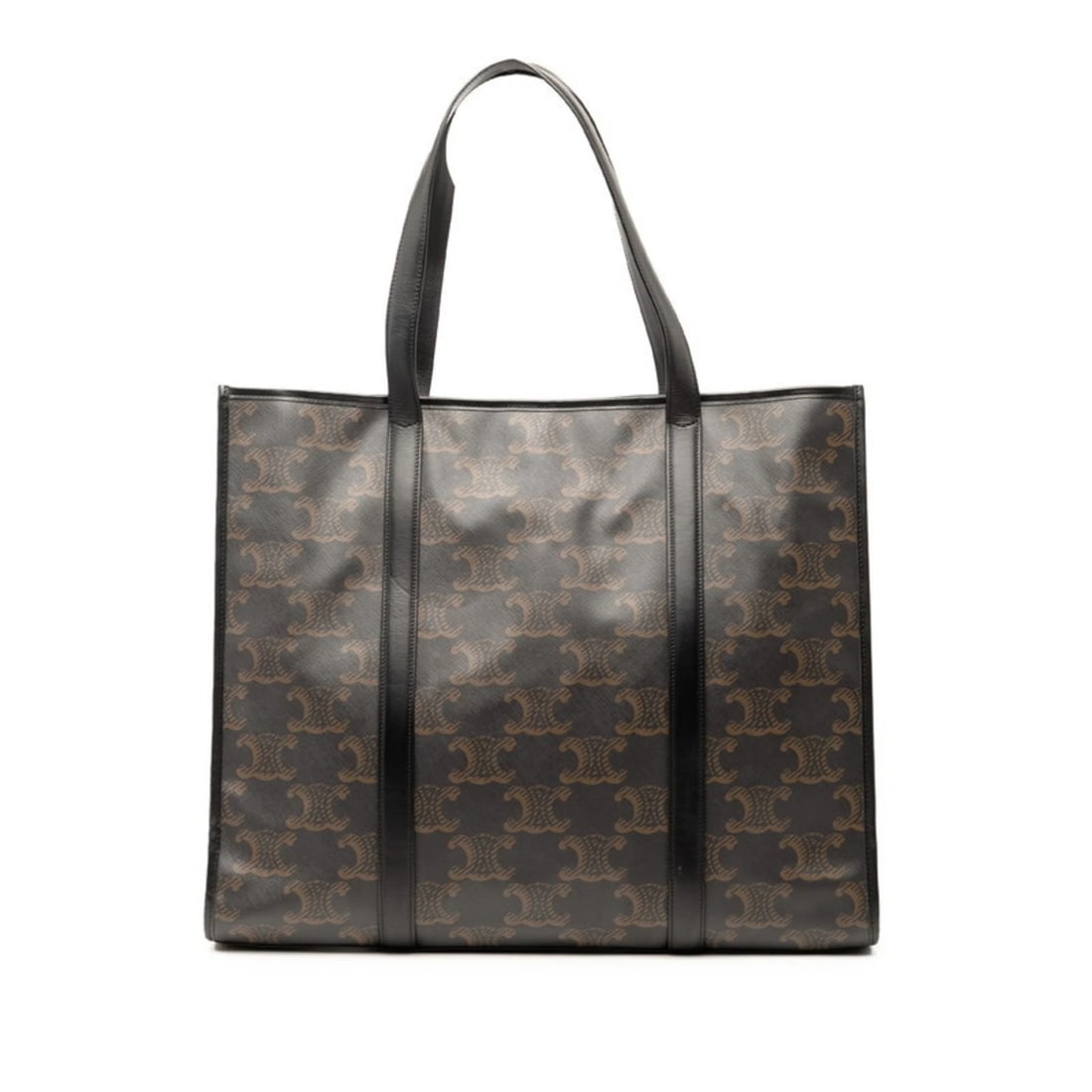 CELINE TRIOMPHE TOTE BAG SHOULDER BLACK BROWN LEATHER (1 of 3)