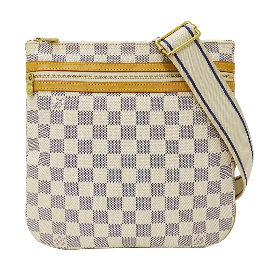 LOUIS VUITTON HANDBAG, BRAND SHOULDER BAG: LOUIS VUITTON Handbag, Brand Shoulder Bag Brand: Louis Vuitton Type/Style: Pochette, Shoulder bag Material: Damier Azur , Canvas Color: Ivory Size: (HxWxD) 25.5cm x 26cm x 1.5cm / 10.03'' x 10.23'' x 