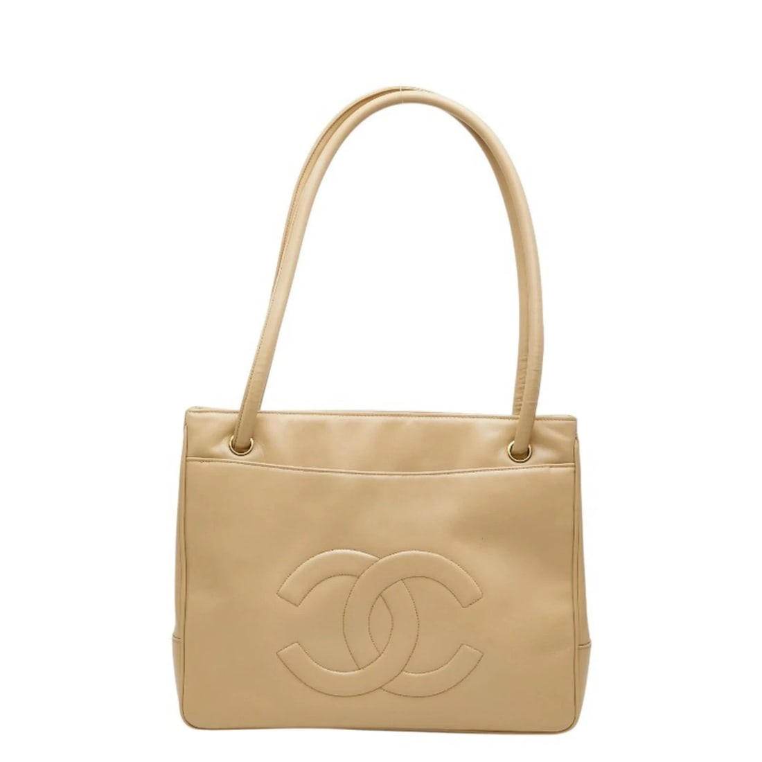CHANEL COCO MARK TOTE BAG, BEIGE LEATHER: Chanel Coco Mark Tote Bag, Beige Leather Brand: Chanel Type/Style: Tote bag Material: Leather Color: Beige Size: (HxWxD) 25cm x 32cm x 7cm / 9.84'' x 12.59'' x 2.75'' Accessories: None Acc