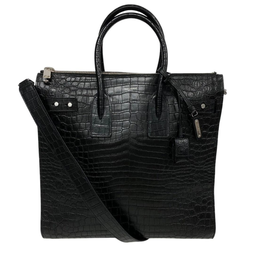 YVES SAINT LAURENT SAC DE JOUR 2-WAY HANDBAG/SHOULDER BAG IN BLACK: Yves Saint Laurent Sac de Jour 2-Way Handbag/Shoulder Bag in Black Brand: Yves Saint Laurent Type/Style: Handbag, Shoulder bag Material: Leather Color: Black Size: (HxWxD) 36cm x 36cm x 16cm / 14.17''