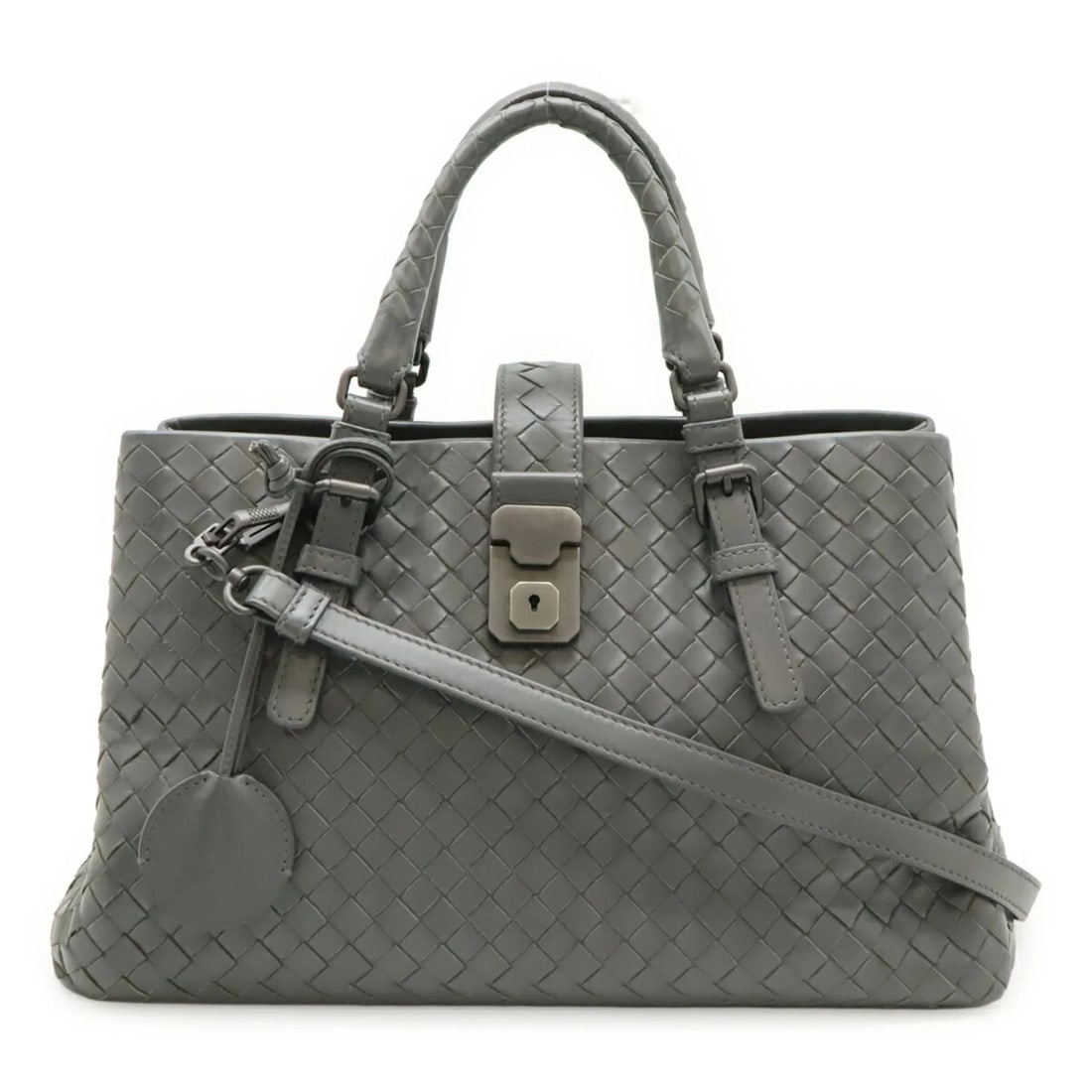 BOTTEGA VENETA INTRECCIATO SMALL ROMA BAG HANDBAG: BOTTEGA VENETA Intrecciato Small Roma Bag Handbag Brand: Bottega Veneta Type/Style: Handbag Material: Leather Color: Gray Size: (HxWxD)20cm x 30.5cm x 15cm / 7.87'' x 12'' x 5.9'' Accessories: Non