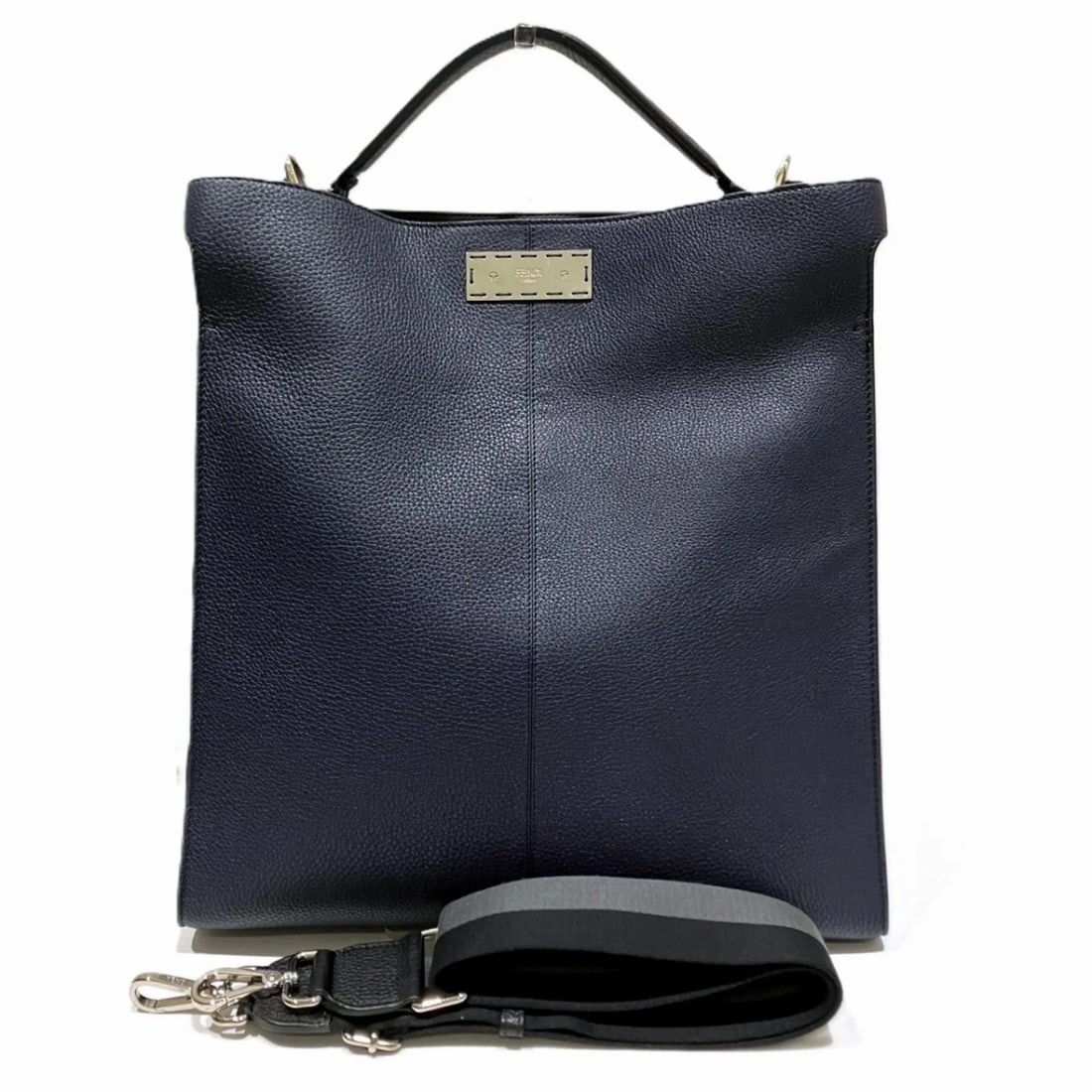 FENDI PEEKABOO X-LITE FIT SHOULDER BAG, LEATHER: Fendi Peekaboo X-Lite Fit Shoulder Bag, Leather Brand: Fendi Type/Style: Shoulder bag Material: Leather Color: Navy Size: (HxWxD)37cm x 36cm x 11.5cm / 14.56'' x 14.17'' x 4.52'' Accessories: None