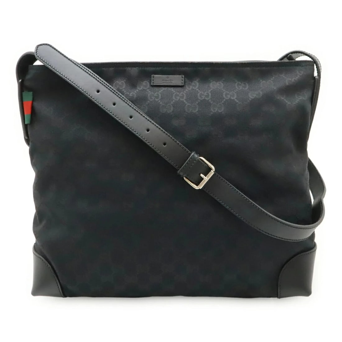 GUCCI GG CANVAS SHERRY LINE SHOULDER BAG, LEATHER, BLACK, GREEN: GUCCI GG Canvas Sherry Line Shoulder Bag, Leather, Black, Green Brand: Gucci Type/Style: Shoulder bag Material: GG Canvas Color: Black, Green, Red color, White, Yellow Size: (HxWxD)29cm x 33.5cm x 10c