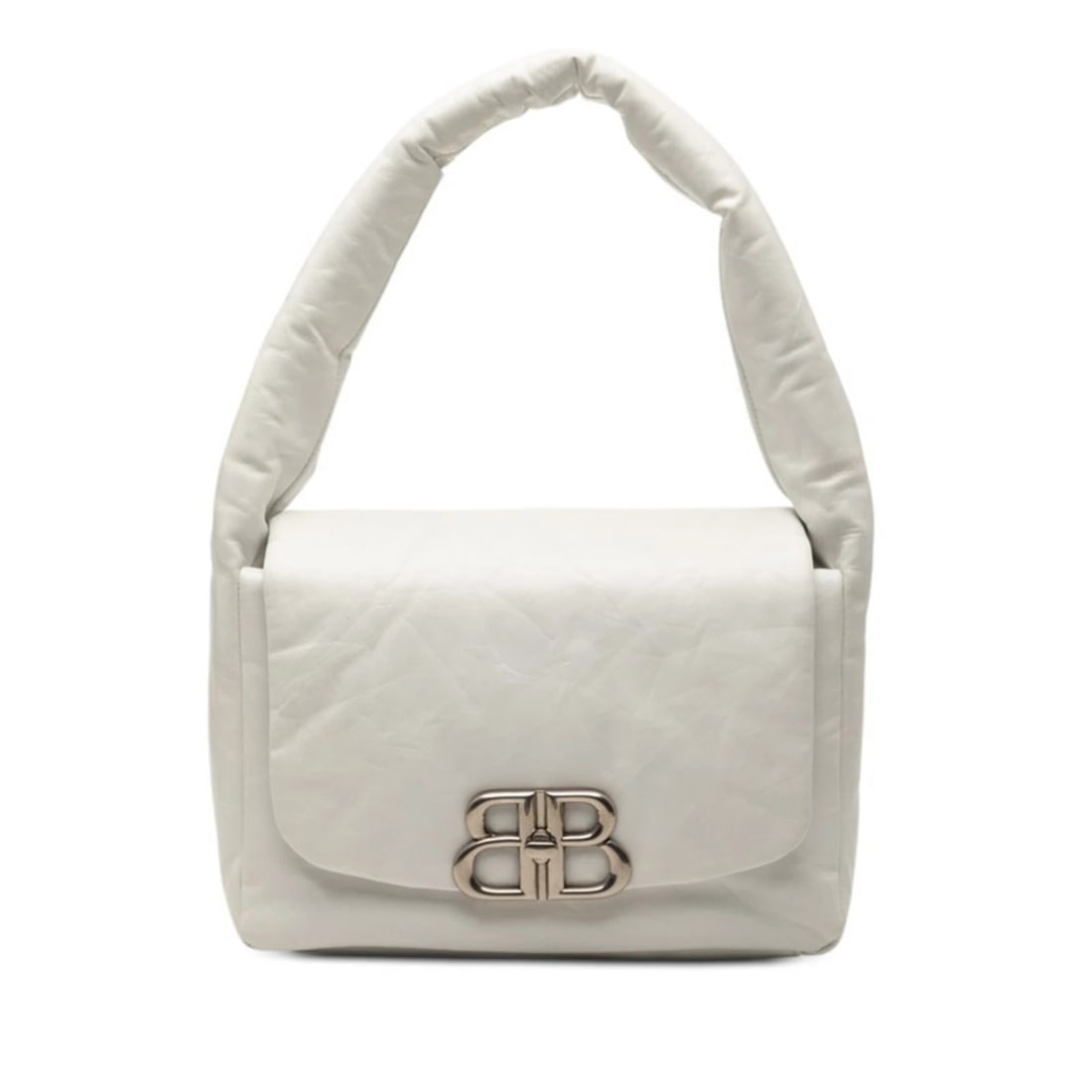 BALENCIAGA MONACO BB LOGO ONE-SHOULDER BAG WHITE LEATHER (1 of 3)