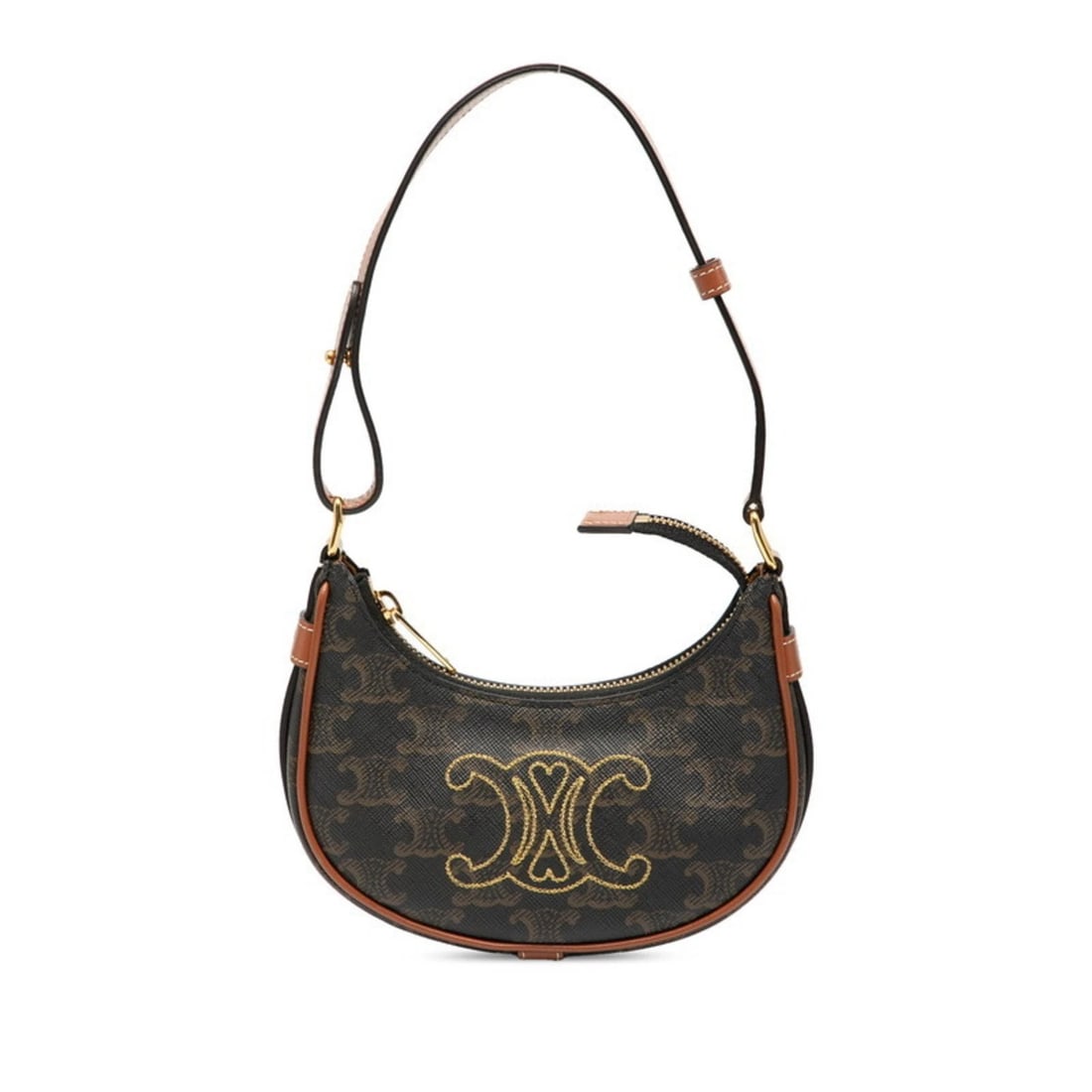 CELINE TRIOMPHE MINI HANDBAG/SHOULDER BAG IN BROWN LEATHER FOR WOMEN: Celine Triomphe Mini Handbag/Shoulder Bag in Brown Leather for Women Brand: Celine Type/Style: Handbag, Shoulder bag Material: PVC , Leather Color: Brown Size: (HxWxD) 12cm x 16cm x 4cm / 4.72'' x 6.2