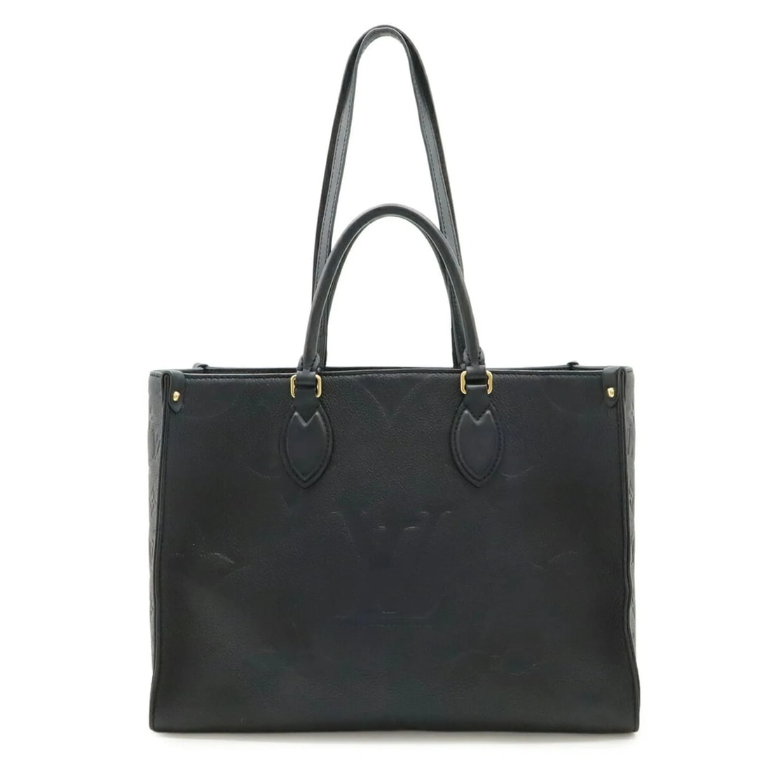 LOUIS VUITTON MONOGRAM EMPREINTE ONTHEGO MM TOTE BAG: LOUIS VUITTON Monogram Empreinte OnTheGo MM Tote Bag Brand: Louis Vuitton Type/Style: Handbag, Tote bag Material: Monogram Empreinte Color: Black , Noir Size: (HxWxD) 25.5cm x 34.5cm x 15.5cm / 10.03'