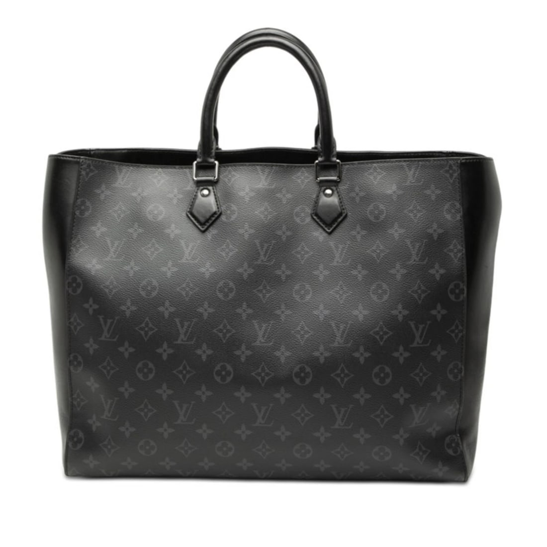 LOUIS VUITTON MONOGRAM ECLIPSE GRAND SAC TOTE BAG: Louis Vuitton Monogram Eclipse Grand Sac Tote Bag Brand: Louis Vuitton Type/Style: Pouch, Tote bag Material: PVC , Leather Color: Black , Gray Size: (HxWxD) 32cm x 41cm x 13cm / 12.59'' x 16.14'' x 5.