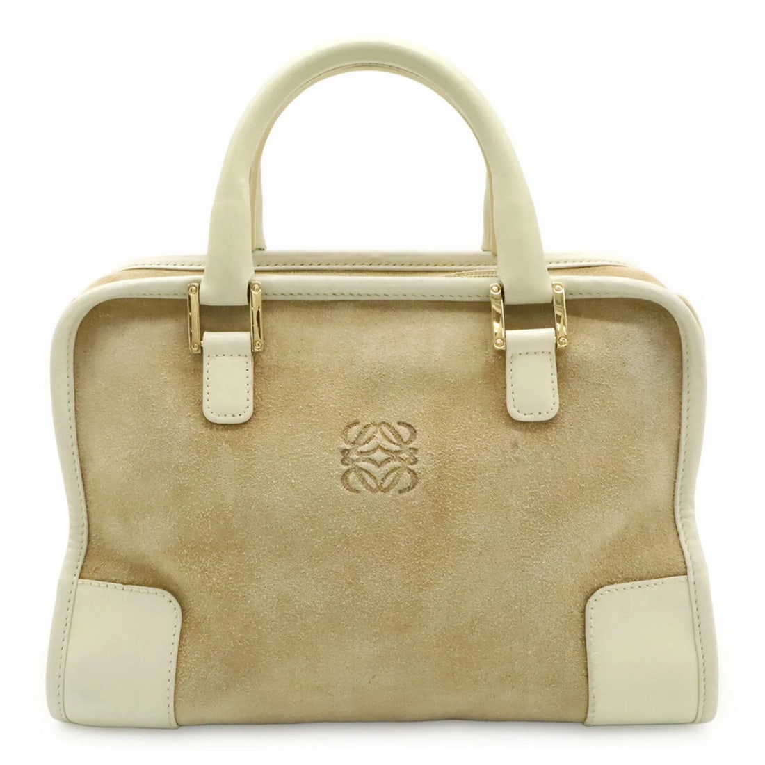 LOEWE AMAZONA 28 ANAGRAM HANDBAG, SUEDE LEATHER, IVORY/WHITE/BEIGE: LOEWE Amazona 28 Anagram Handbag, Suede Leather, Ivory/White/Beige Brand: Loewe Type/Style: Handbag Material: Suede,Leather Color: Beige,Ivory Size: (HxWxD)19cm x 27cm x 12cm / 7.48'' x 10.62'' x 4.72