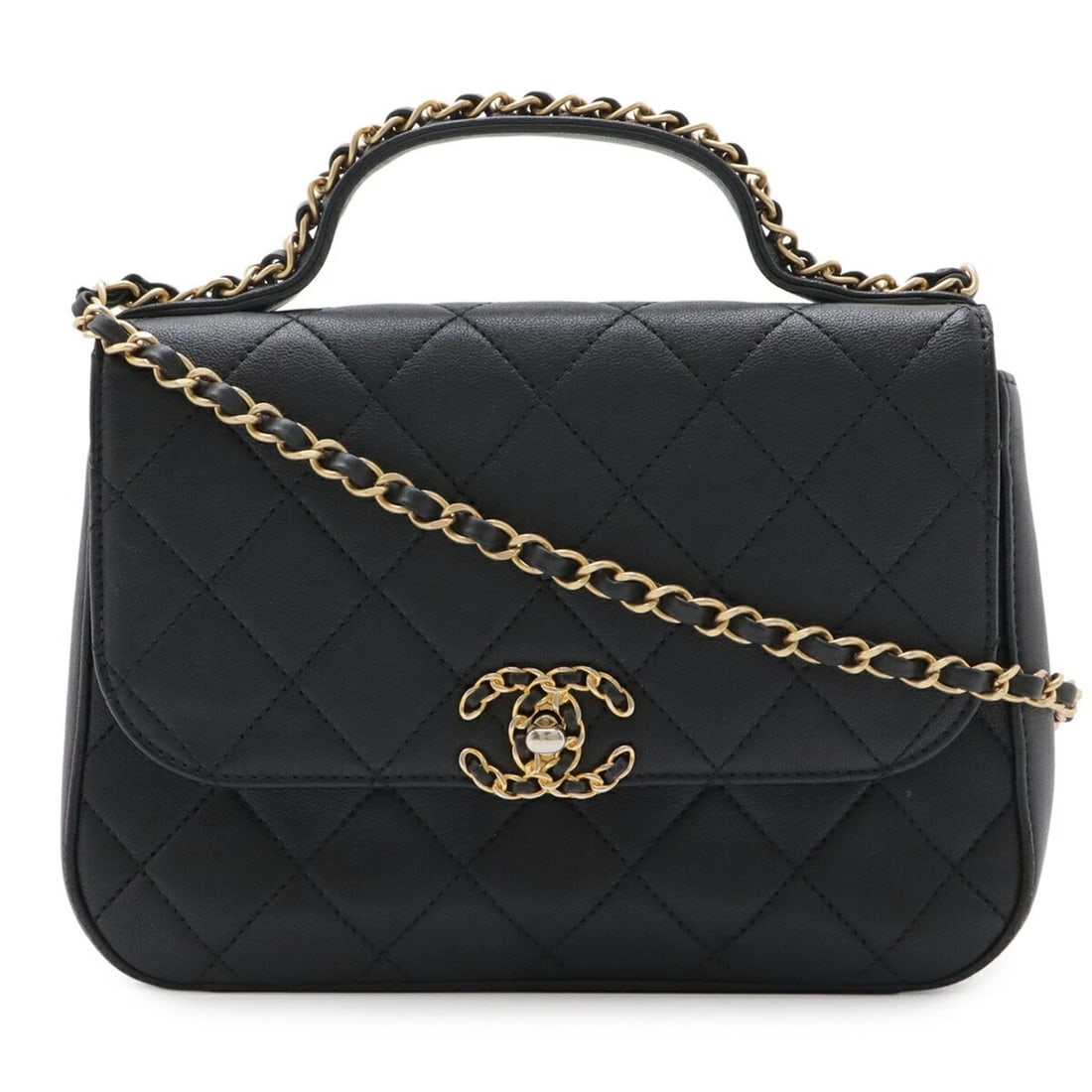 CHANEL 19 MATELASSE HANDBAG CHAIN SHOULDER BAG LEATHER: CHANEL 19 Matelasse Handbag Chain Shoulder Bag Leather Brand: Chanel Type/Style: Handbag, Shoulder bag Material: Leather Color: Black Size: (HxWxD)17cm x 23cm x 6cm / 6.69'' x 9.05'' x 2.36'' Acce