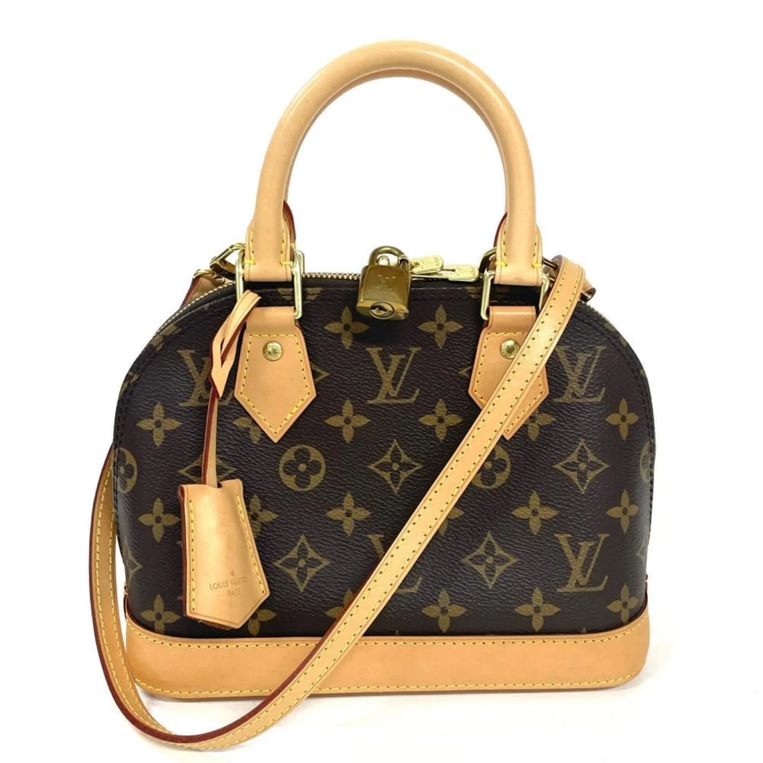 LOUIS VUITTON ALMA BB HANDBAG, MONOGRAM CANVAS, GOLD HARDWARE (1 of 4)