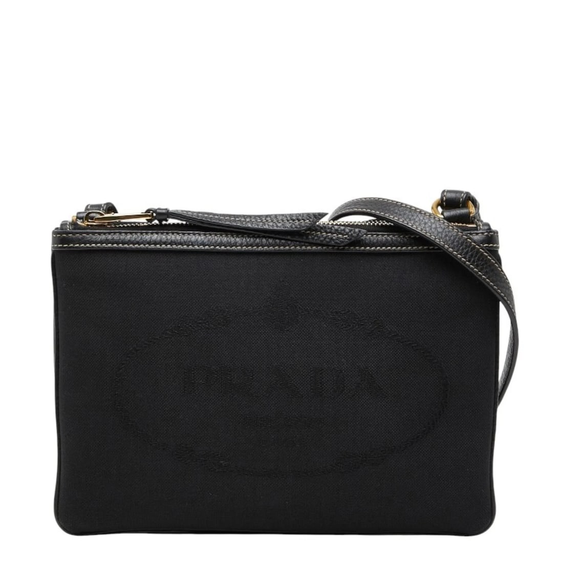 PRADA LOGO JACQUARD CROSSBODY SHOULDER BAG, BLACK CANVAS,: Prada Logo Jacquard Crossbody Shoulder Bag, Black Canvas, Brand: Prada Type/Style: Shoulder bag Material: Canvas Color: Black Size: (HxWxD)16.5cm x 24cm x 2cm / 6.49'' x 9.44'' x 0.78'' Accessorie